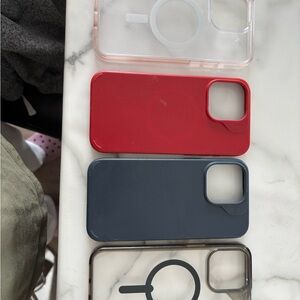 Stylish Phone Case Set in Red, Blue, and Clear